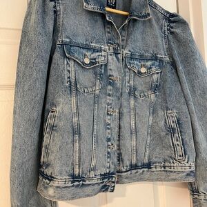 GAP Blue Denim Jacket puff sleeve XL pockets button